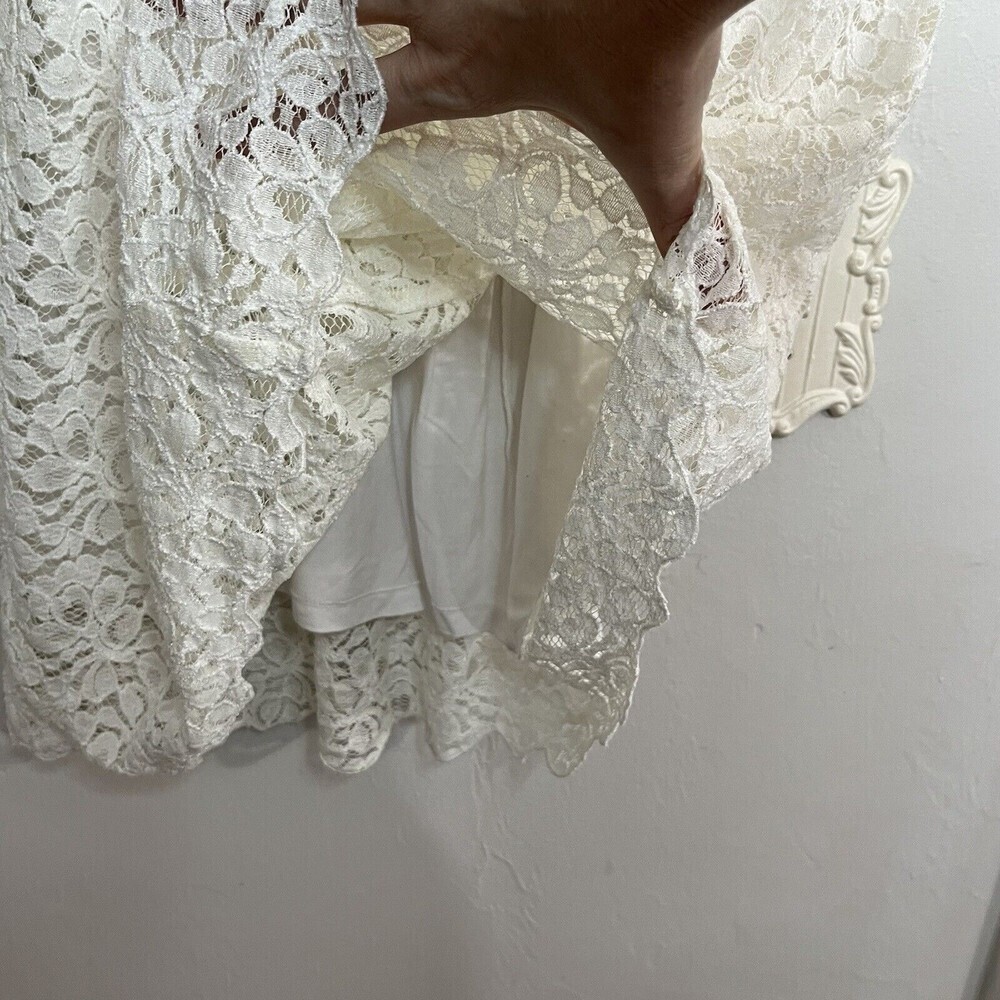 Talula Aritzia Belgravia White Lace Mini Dress Cap Sleeve Back Zipper Size 6 - Picture 9 of 12